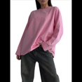 thumbnail image 1 of Camisetas de Larga Extragrandes para Mujer 2025, Camisetas Básicas de Cuello Redondo, Tops de Otoño, Ropa Informal de Entrenamiento Y2K Rosa M, 1 of 10