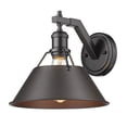 thumbnail image 3 of Yep by Golden Lighting Orwell 1-light Wall Sconce in Matte Black and Rubbed Bronze shade, 3 of 4