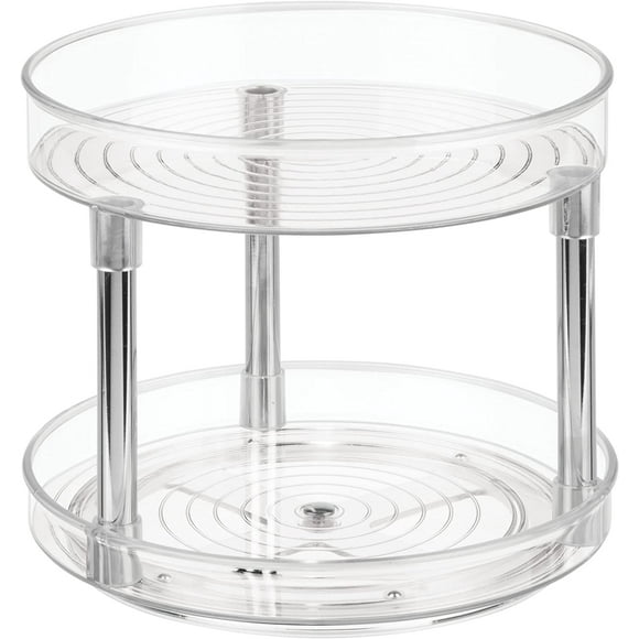 Zshan turntable for cupboard, 2-tier plastic turntable, turntable for spices and kitchen ingredients, transparent
