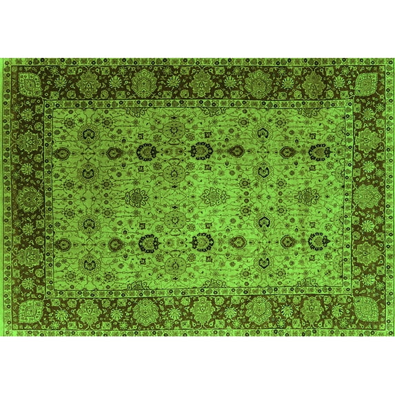 Ahgly Company Indoor Rectangle Oriental Green Traditional Area Rugs, 4' x 6'