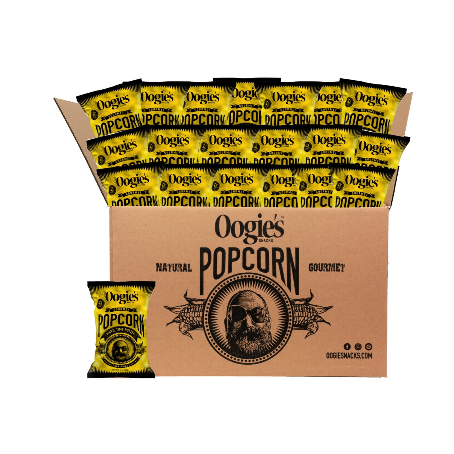 Oogie's Gourmet Snacks Movie Time Butter Popcorn, Snack Size Bags 20 Count (1oz)
