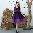 thumbnail image 4 of SERTG Girls Dress Sleeveless Round Neck Exquisite Three-dimensional Flower Trailing Mesh Petal Cake Dress Halloween Role-playing Dress Princess Dress for Kids 4-10 Years(Purple,4 Years), 4 of 9