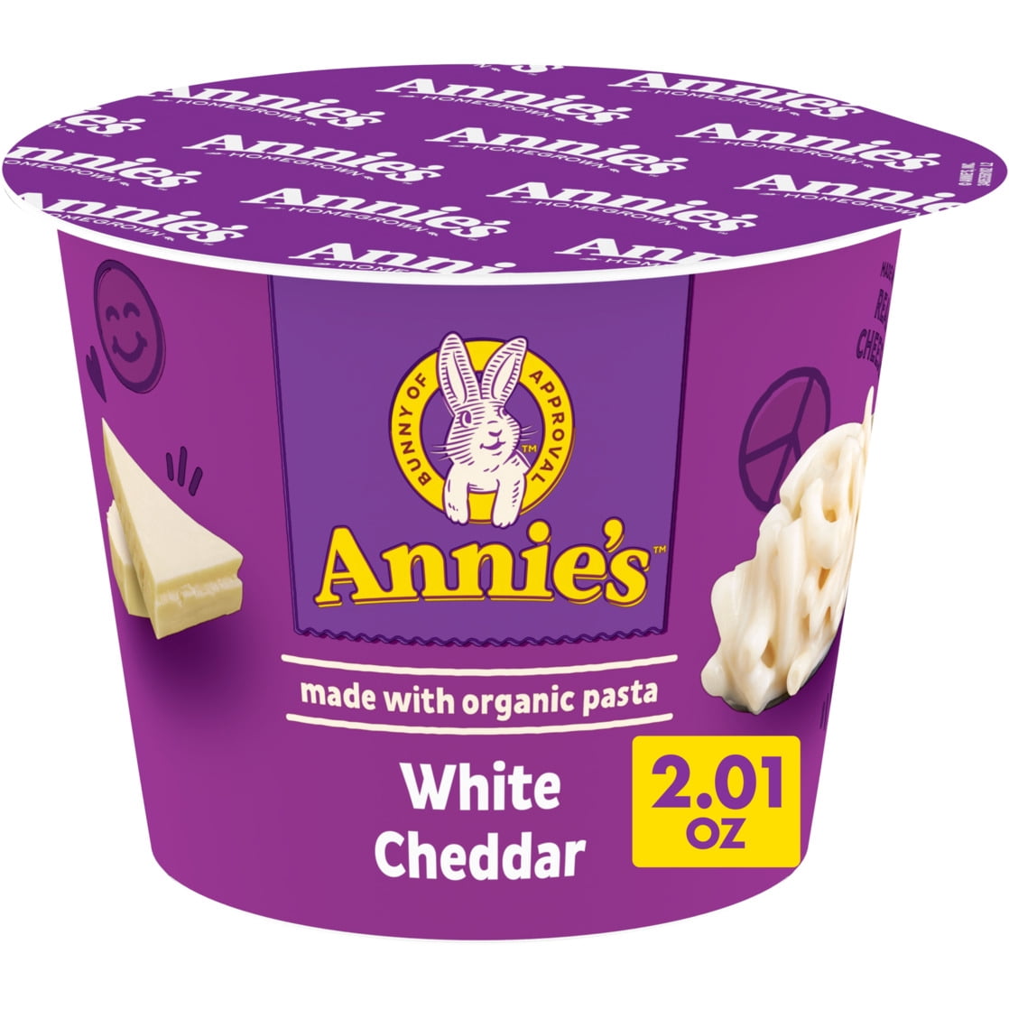 (12 pack) Annie's Organic White Cheddar Mac and Cheese Cup, 2.01 oz