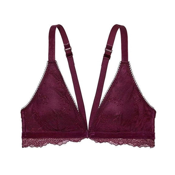 Victoria's Secret Chantilly Lace Front Close Bralette Kir with Velvet Trim Size Large NWT