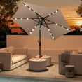 thumbnail image 1 of Costway 7.5 ft Solar Powered Patio Umbrella with LED Lights Push Button Tilt Crank Handle Brown, 1 of 10