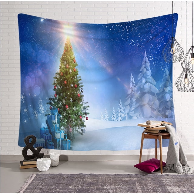 Tapiz de Navidad Árbol de Navidad Tela de Papá Noel Tela de pared Calcetines de Navidad Regalo de Navidad Tapiz colgante de pared Sincero Hogar
