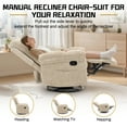 thumbnail image 4 of YSICK Swivel Rocker Recliner Chair for Adults with Side Pockets Small Recliners for Small Spaces for Living Room, Nursery, Chenille, Khaki, 4 of 9