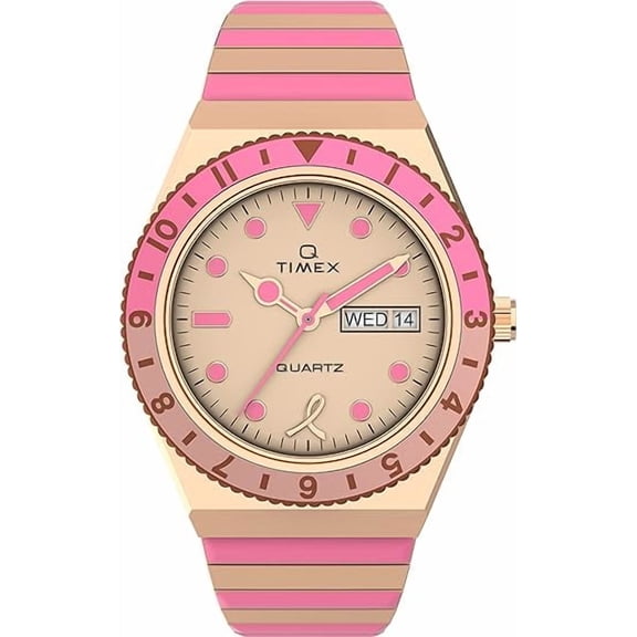 Timex TW2V52700 Women's Q x BCRF TT Pink, Rose Gold Bracelet Watch