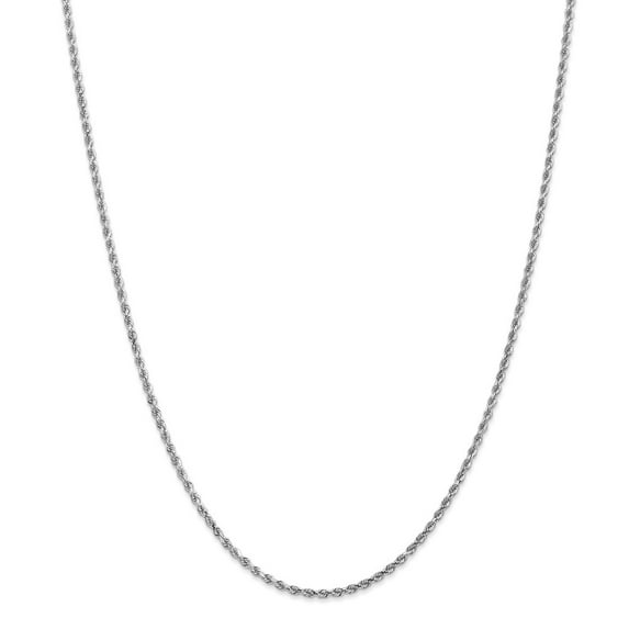 14k White Gold 2mm Diamond-Cut Rope Chain