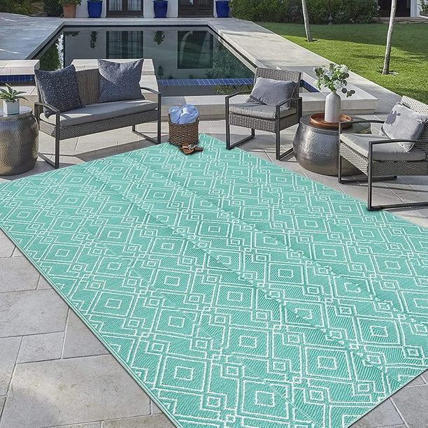 ZC5HAO Reversible Indoor Outdoor Rugs 6x9 Ft Stain Resistant Plastic