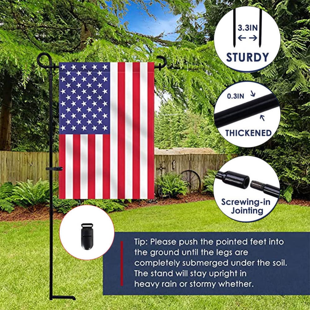 Garden Flag Stand Flagpole Yard Flag Holder Metal PowderCoated Thicken