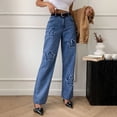 thumbnail image 3 of Iyufng Wide Leg Star Design Jeans for Women Fashion Casual Straight Jeans, 3 of 9