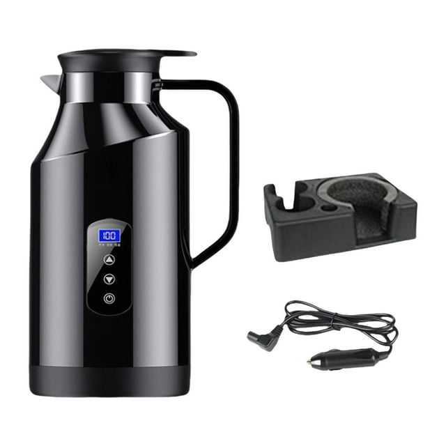 Milaget 12V 24V Car Kettle Electric Boiler Vehicle Travel Kettle for Tea Coffee 1200ml With Base
