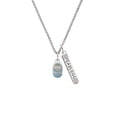 thumbnail image 2 of Delight Jewelry Silvertone Light Blue Baby Shoe with Crystal Strap Silvertone Fearless Bar Charm Necklace, 23", 2 of 4