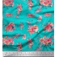 thumbnail image 1 of Soimoi Tissu en Poly Georgette Vert Imprimé Ranunculus & Roses Floral 1 Yard 52 Pouces de Large, 1 of 3