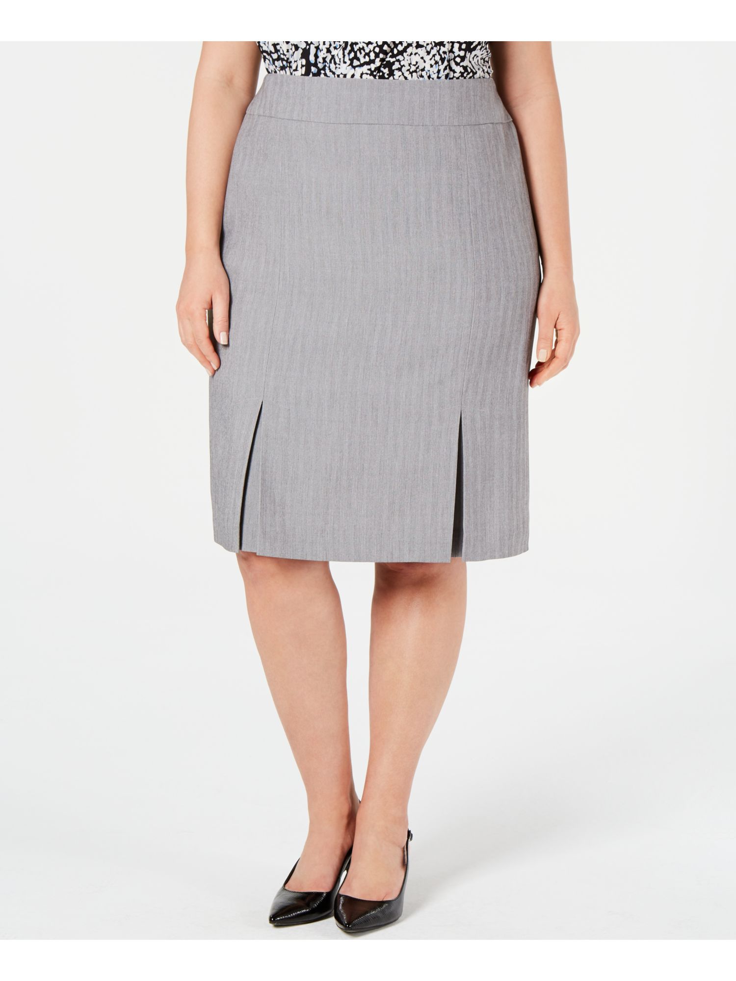 Kasper KASPER Womens Gray Knee Length Pleated Wear To Work Skirt Size 20W