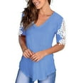 thumbnail image 4 of Pntutb Women's Lace Short Sleeve V-Neck T-Shirt Loose Casual Summer Tee Tops Special Offers, 4 of 6