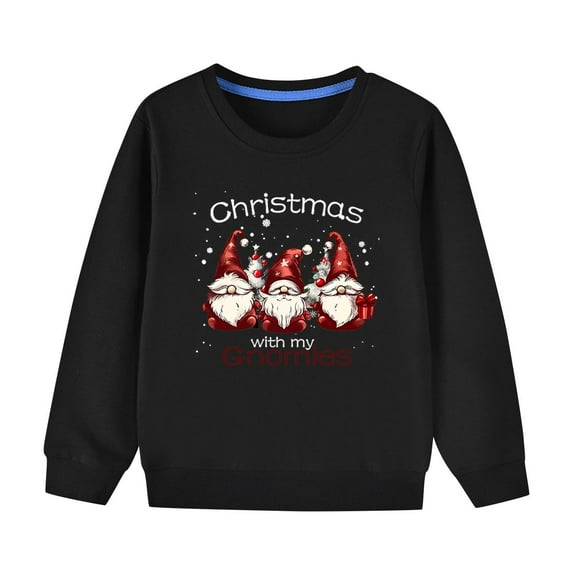 Aboser Christmas Sweatshirt for Boys and Girls Kids Crewneck Shirts Cute Xmas Gnomes Graphic Pullover Tops Loose Fit Long Sleeve Sweatshirts