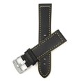 thumbnail image 1 of Leather Watch Strap Band, Racer, 22mm Black with Colored Stitching, Stainless Steel Buckle, 1 of 8