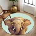 thumbnail image 2 of Round Area Rug 6 Ft, Green Elephants Washable Non-Slip Circle Carpet for Living Room/Bedroom, Funny Animals Modern Art Low-Profile Indoor Mats Collection Rugs for Residential, 2 of 8