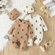 thumbnail image 3 of Gibobby Mameluco polar con estampado de de animados de manga larga para niños y niñas, mono para recién nacidos, prendas de vestir con trajes de sombrero(Marrón, 9-12 Meses), 3 of 4