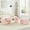 Pink, variant on Set of 3 U-Shaped Modern Ottoman Bench Set, 44" Wide Teddy End of Bed Bench with 2 Small Stools, Sofa Footrest Extra Seating for Living Room Bedroom, Cream