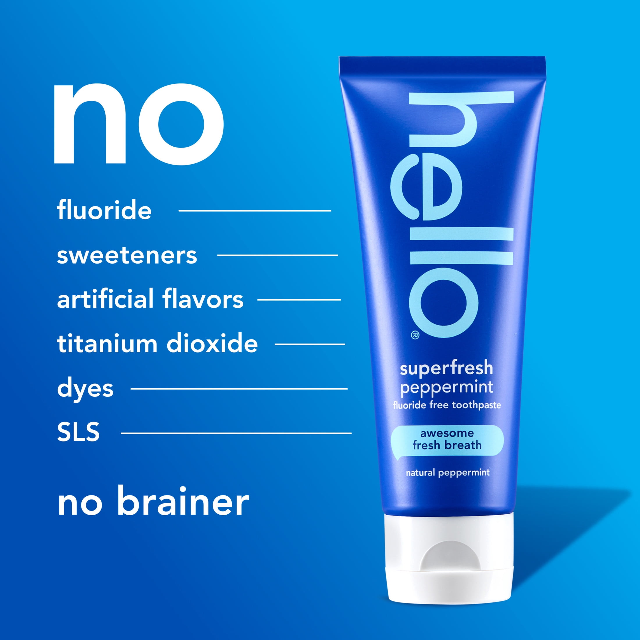 hello Superfresh Fluoride Free Toothpaste for Bad Breath, Natural Peppermint Flavor, 5 Oz