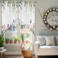 thumbnail image 3 of Spring Floral Swag Valance Curtains Watercolor Spring Pink Purple Tulip Teal Eucalyptus Leaf Rod Pocket Swag Curtains Small Window Treatments for Kitchen Bathroom Bedroom 36" W x 45" L, 2 Panels, 3 of 9