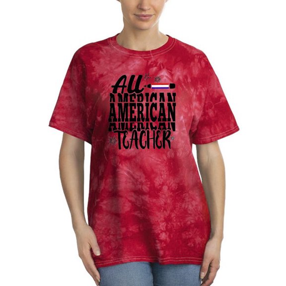All American Teacher Tie Dye Crystal Women -Image by Shutterstock, Female Small