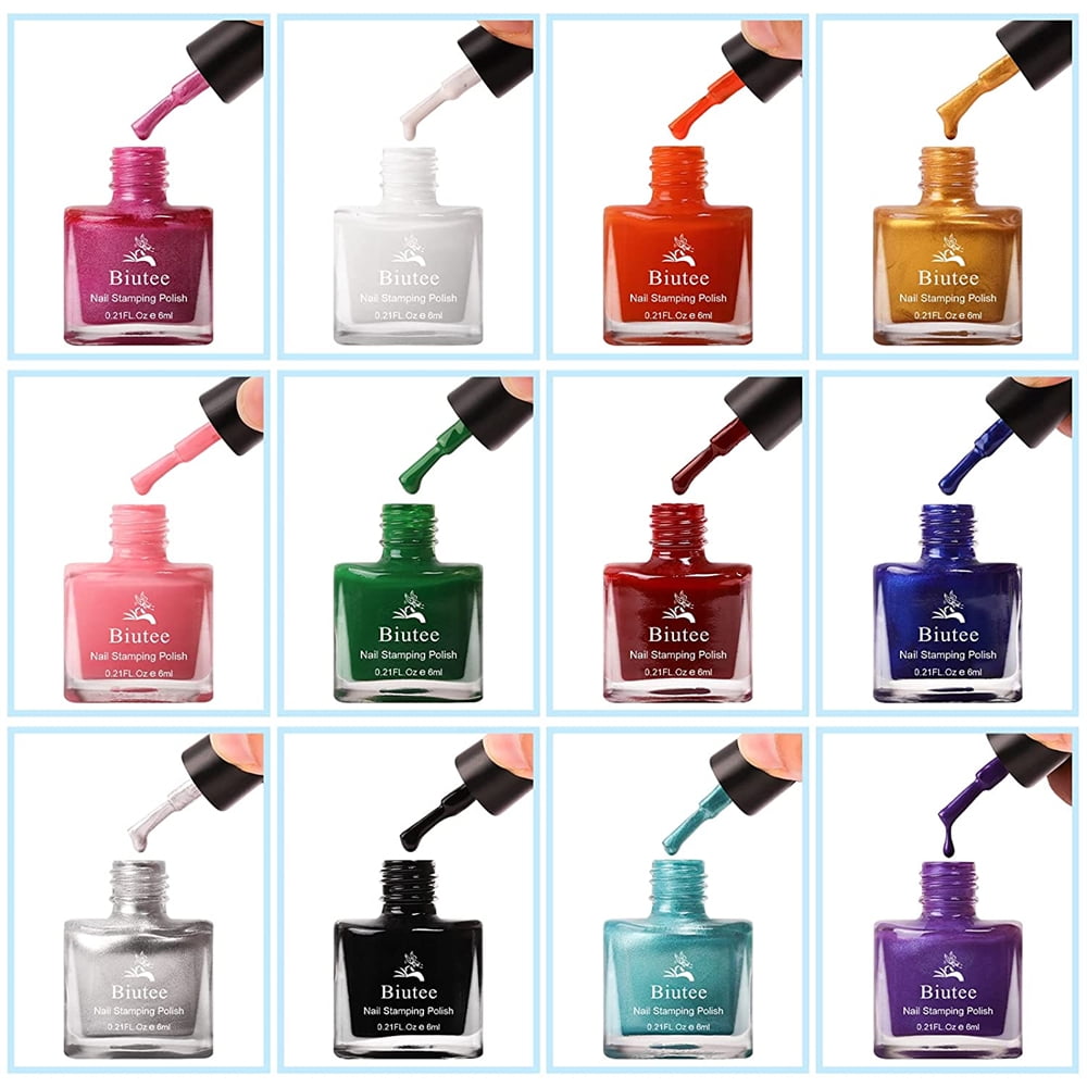 Nail Lacquer Nail Polish Kit 12 Colors Air Dry Quickly, 6ML, Polish Manicure Print Women Biutee