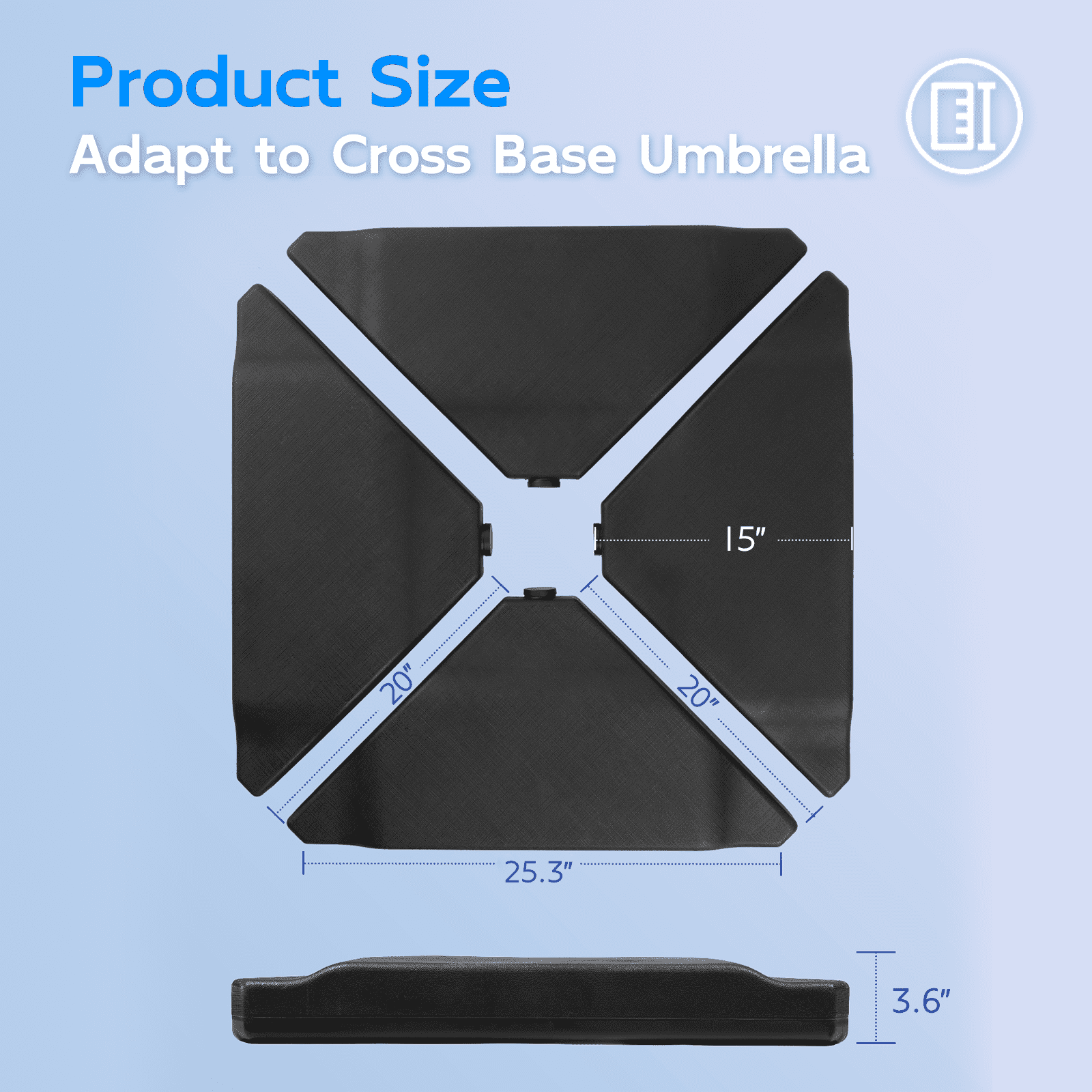 abba patio umbrella base Offset Stand 4PCS, Cantilever Umbrella, Light-Duty Square Stand, Sand Filled for Garden Law Backyard, Scratch-Resistant, 160lbs Capacity, Black : Patio, Lawn & Garden This heavy Bundle| Lyon 11FT Market Umbrella