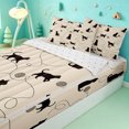thumbnail image 3 of meiyoeat Beige Cat Silhouette Pattern Zipper Full Size Comforter Sets with Fitted Sheet and 2 Pillowcases,Minimal Print Zipper Bedding Set For Girl,Reversible,4pcs, 3 of 7