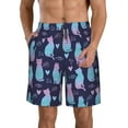 thumbnail image 2 of Uemuo Silhouette Cats Pattern Men's Swim Trunks Hawaiian Beach Bathing Suit Swimsuits Beach Quick-Dry Shorts with Pockets-Large, 2 of 9