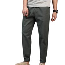 SWSMCLT Men's Chino Pants Solid Cotton Fitted Trousers Casual Pants Lightweight Stretch Cuffed Flat Front Ankle Length Slim Fit Tapered Leg Harem Streetwear Army Green Military Olive 30