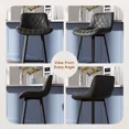 thumbnail image 3 of Bar Stools Set of 2, 26 Inch Counter Height Bar Stools with Back and Extra‑Wide Heavy‑Gauge Metal Legs, Modern Faux Leather Upholstered Barstools for Kitchen Island, Counter, Black, 3 of 7