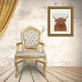 thumbnail image 3 of Fab Funky 26x32 Gold Ornate Wood Framed with Double Matting Museum Art Print Titled - Highland Cow 1, Pink Flowers Book Print, 3 of 4