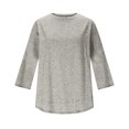 thumbnail image 5 of Minjewel Women's 3/4 Sleeve Summer Tops - Quick-Dry UV Protection Round Neck Tee, Solid Color Athletic Casual Top, Cute Sporty 2026 Summer Shirt.,Light Gray M, 5 of 6