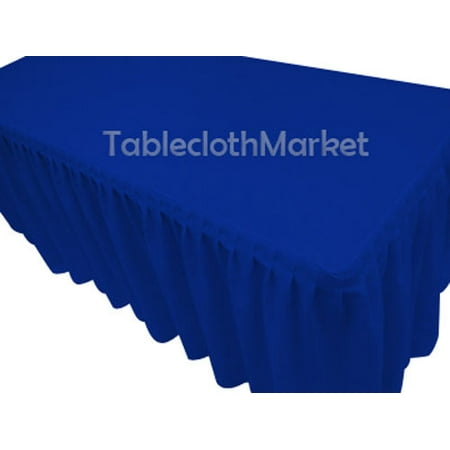

8 Fitted Polyester SINGLE Pleated Table Skirting Cover w/Top Topper 24 COLORS (Color: Royal Blue)