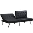 thumbnail image 6 of Black PVC Leather Futon Sofa Bed with Wood Frame and Stainless Leg / Ergonomic Design, Suitable for Any Scene, High Weight Limit, 6 of 6