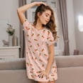 thumbnail image 3 of Gukieu orange carrot on a gingham Print Women's Nightgown, A-line Round Neck Short-sleeved Nightgown Pajamas Home Wear Suitable for Home and Outing, 3 of 6