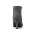 thumbnail image 6 of BLISSFUL STEP Women's Ankle Boots Kitten Heel Pointed Toe Side Zip Faux Suede Boots Grey 9.5, 6 of 7