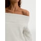 thumbnail image 5 of Jersey LILLUSORY para mujer con hombros descubiertos, de gran tamaño, blanco, 5 of 6