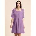 thumbnail image 5 of Moomaya Womens Solid Ruched Midi Dress, Smocked Style, Elbow Sleeves Dress, 5 of 8