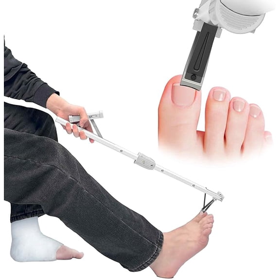 Heavy Duty Long Handled Toenail Clippers5mm Wide Jaw Opening, No BendingPerfect for Seniors, Obese, Pregnant,Disabled 24White