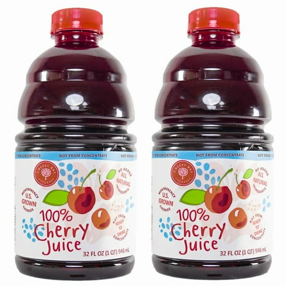 Cherry Bay Orchards Tart Cherry Juice, 32 oz Bottle 2 pack - 100% Natural Cherry Juice Not From Concentrate