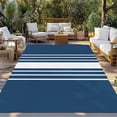 thumbnail image 2 of Navy Blue White Stripe Outdoor Rug 4x6 Ft - Reversible Patio Rug Outdoor Camping Rugs, Modern Rustic Vertical Striped Washable Indoor Outdoor Area Rugs, Non-Slip Outdoor Carpet Runner for Deck/Porch, 2 of 8