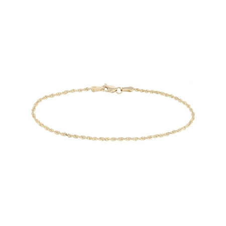 Floreo 10k Fine Gold Thin Solid Diamond Cut Rope Chain Bracelet 10k Fine Gold Thin Solid Diamond Cut Rope Chain Bracelet And Anklet 2mm 0 08