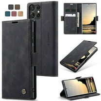 CaseMe Leather for Samsung Galaxy S25 Ultra 5G Case, Flip Wallet Leather Case with Card Holder Magnetic Closure Shockproof Kickstand Protective Phone Cases Cover for Samsung Galaxy S25 Ultra 5G 6.9"