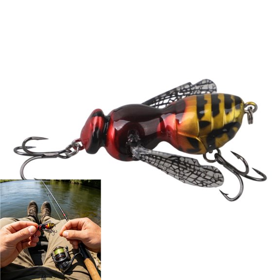 Bionic Wasp Topwater Lure, Swimbaits Hard Artificial Baits Lure, Floating Hard Bait with Treble Hooks for Freshwater Bass, Trout, Panfish