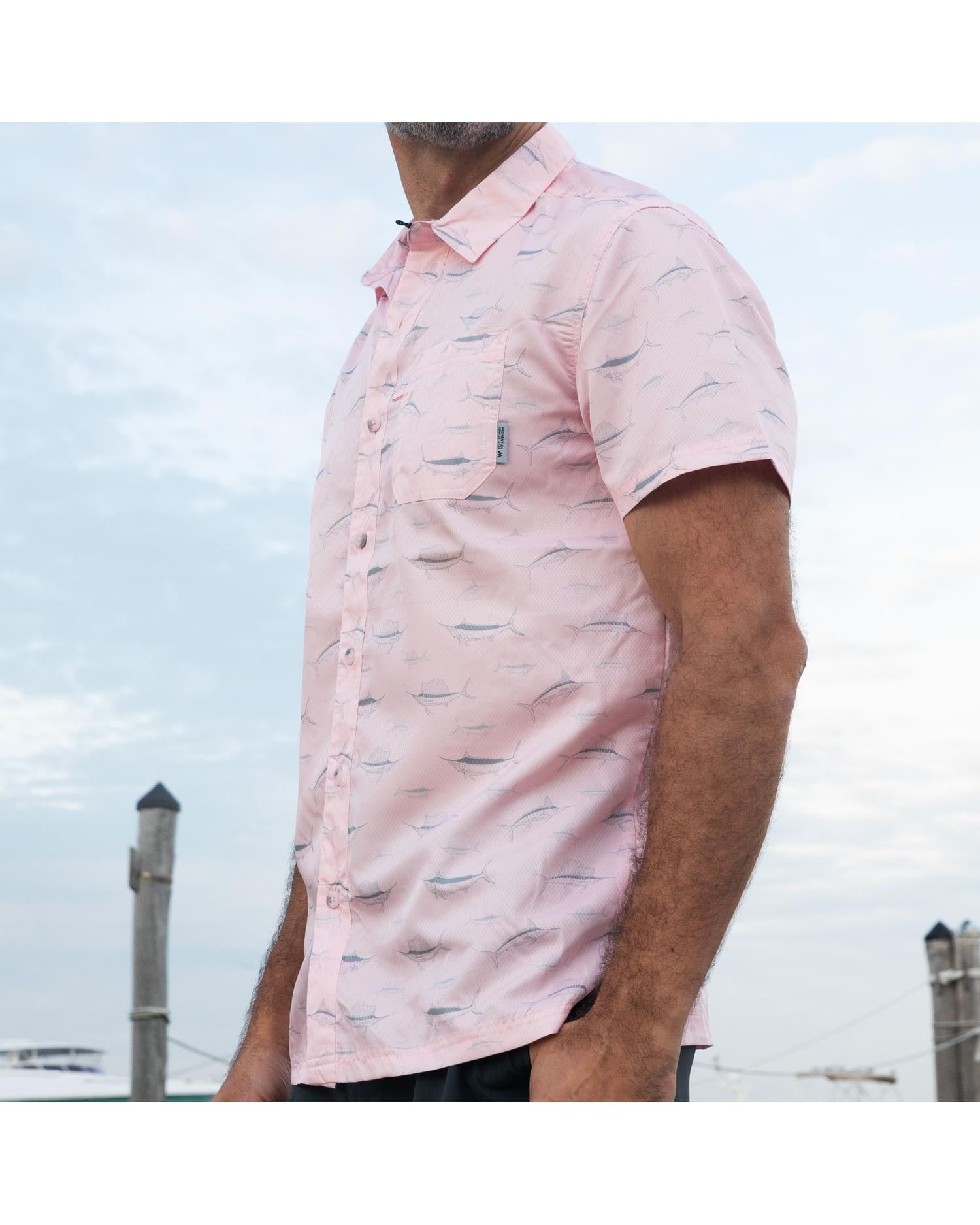 Mens Performance Short Sleeve Button Up Quick Dry Shirt 50+ UPF Fishing  Shirt, White, Size: XL, Momentum Comfort Gear 